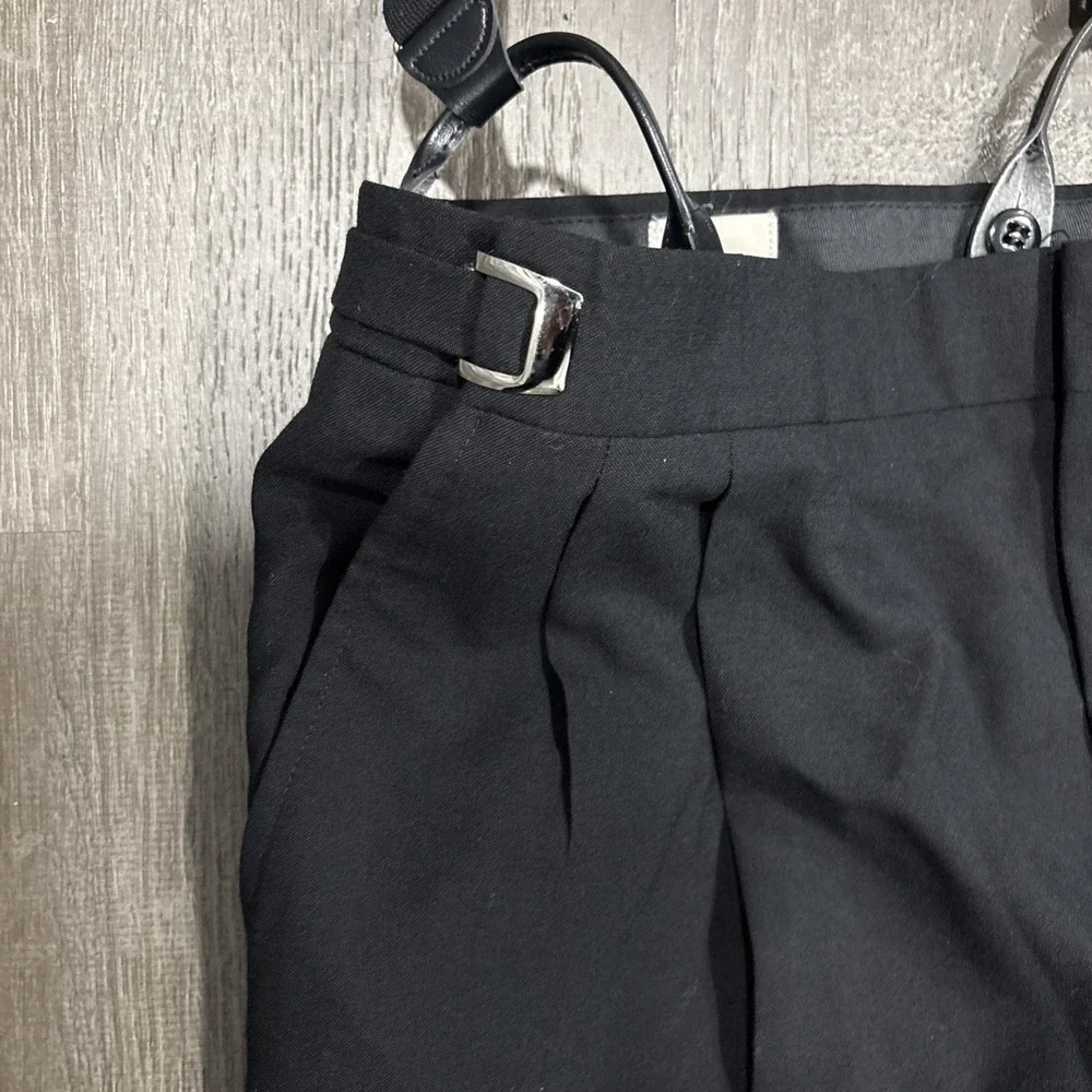 VTG 70s Wool Dress Pants With Suspenders Side Belt Talon Zipper Adjustable 38x31 - Picture 5 of 16